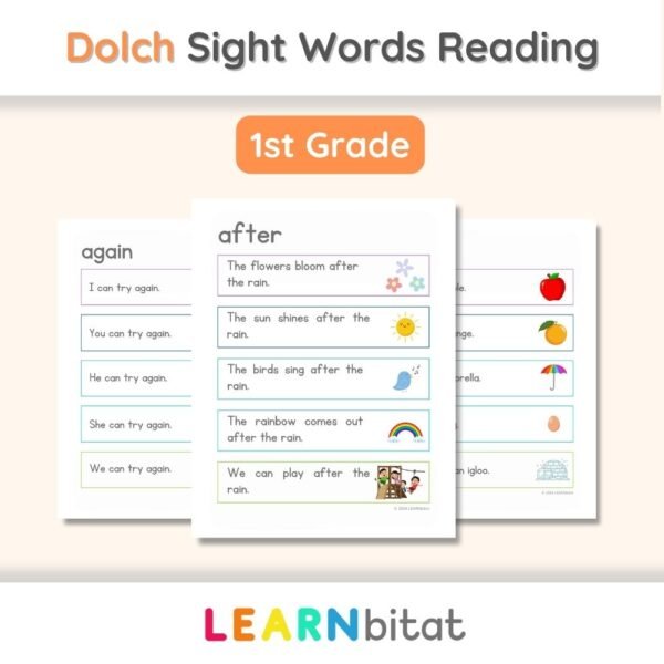 Printable 1st Grade Dolch Sight Words Sentences PDF