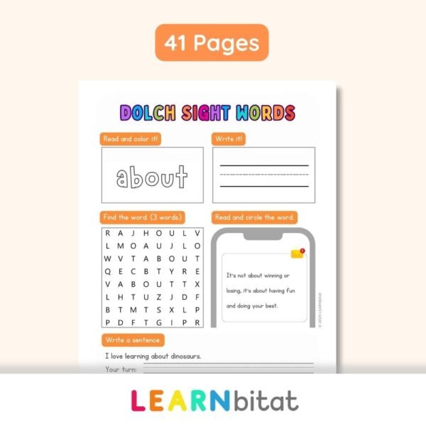 Printable 3rd Grade Dolch Sight Words Practice Worksheets