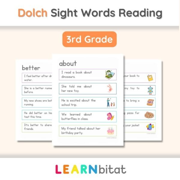 Printable 3rd Grade Dolch Sight Words Sentences PDF