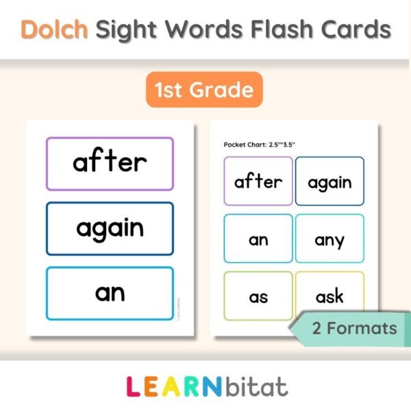 Printable Dolch Sight Words Flash Cards for 1st Grade
