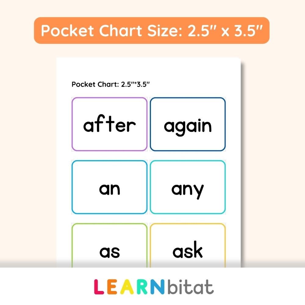 Printable Dolch Sight Words Flash Cards for 1st Grade