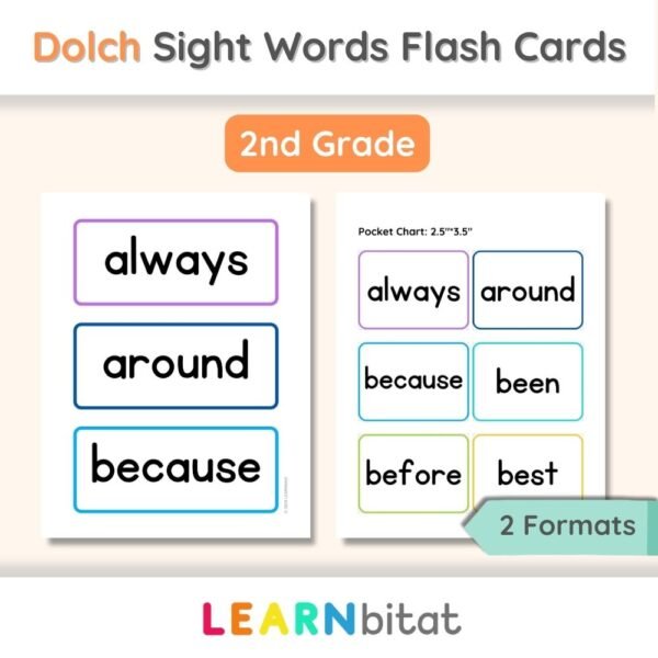 Printable Dolch Sight Words Flash Cards for 2nd Grade