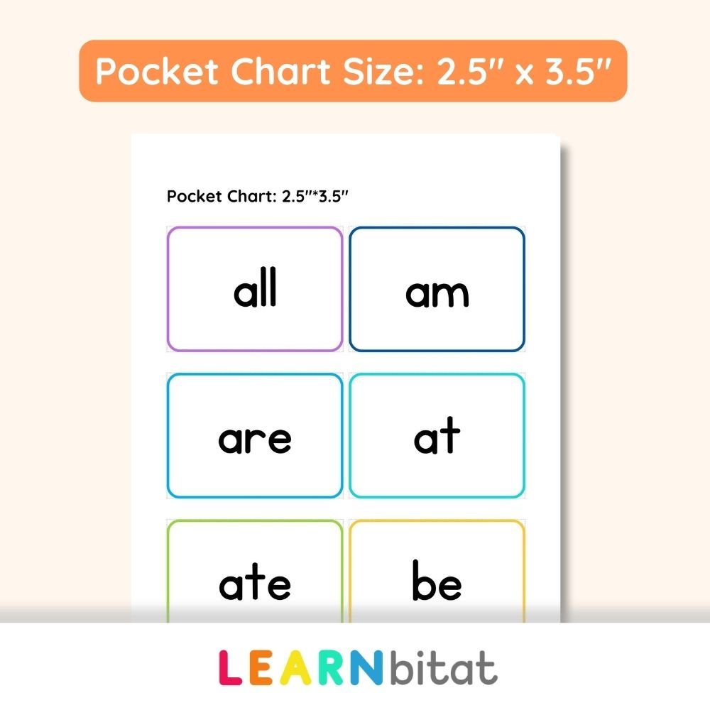 Printable Dolch Sight Words Flash Cards for Kindergarten